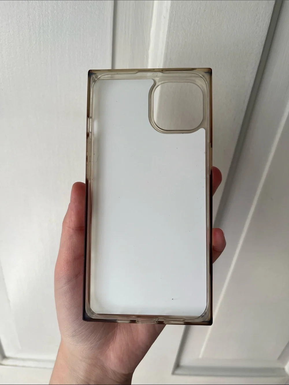 FLAUNT SQUARE® White Crocodile Faux Leather iPhone 13 Case